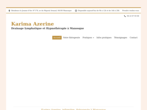 Karima Azerine Manosque, Hypnose, Drainage lymphatique